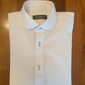 Mens Hockerty White Textured Dress Shirt Size M